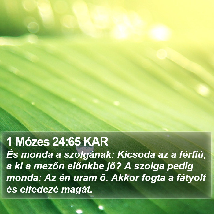 1 Mózes 24:65 KAR Bible Study