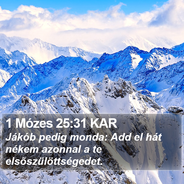 1 Mózes 25:31 KAR Bible Study