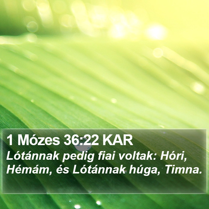 1 Mózes 36:22 KAR Bible Study