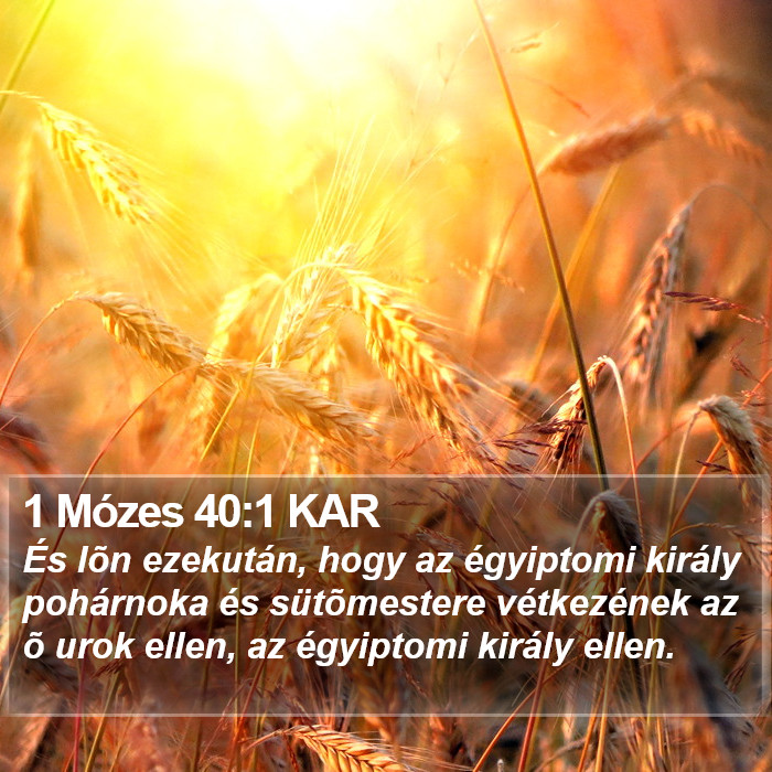 1 Mózes 40:1 KAR Bible Study