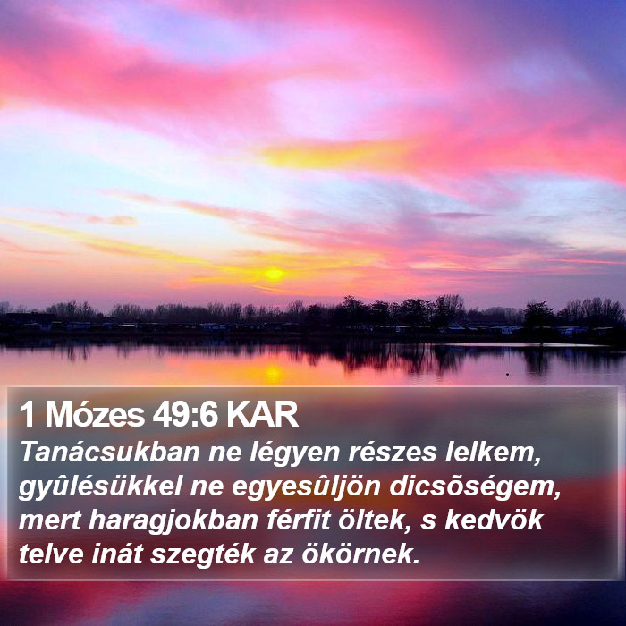 1 Mózes 49:6 KAR Bible Study