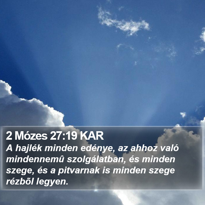 2 Mózes 27:19 KAR Bible Study