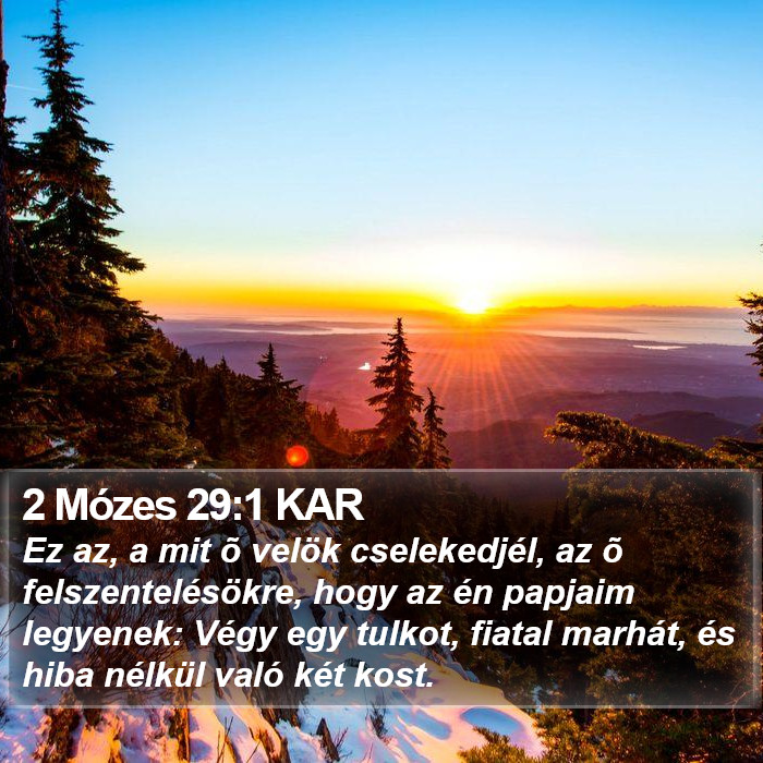 2 Mózes 29:1 KAR Bible Study