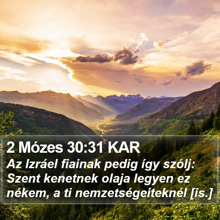 2 Mózes 30:31 KAR Bible Study