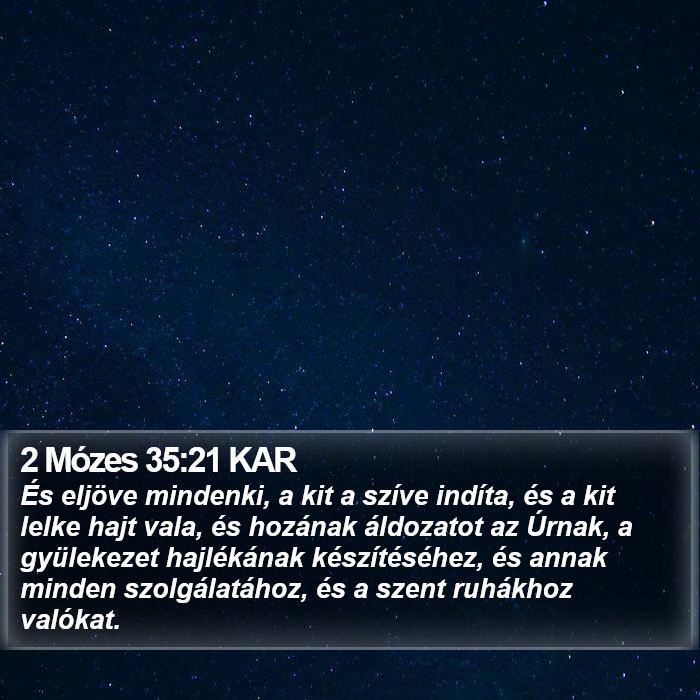 2 Mózes 35:21 KAR Bible Study