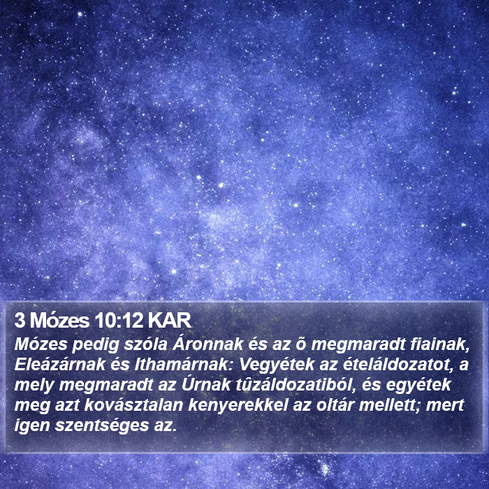 3 Mózes 10:12 KAR Bible Study