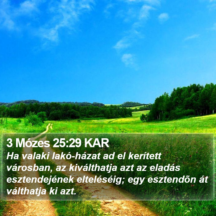 3 Mózes 25:29 KAR Bible Study