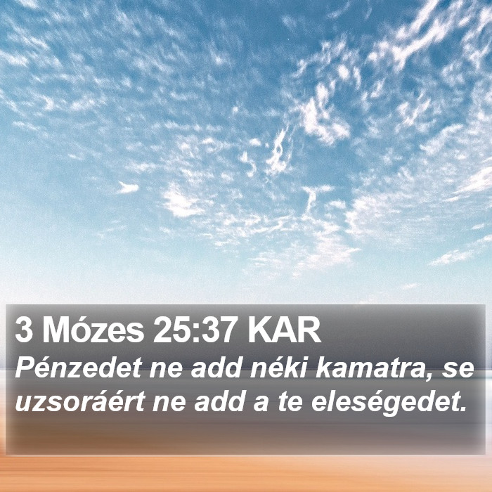 3 Mózes 25:37 KAR Bible Study