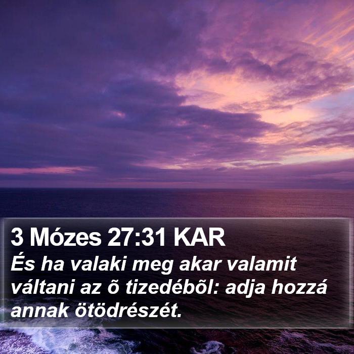 3 Mózes 27:31 KAR Bible Study