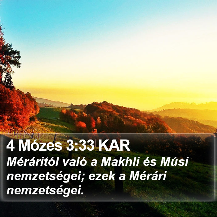 4 Mózes 3:33 KAR Bible Study