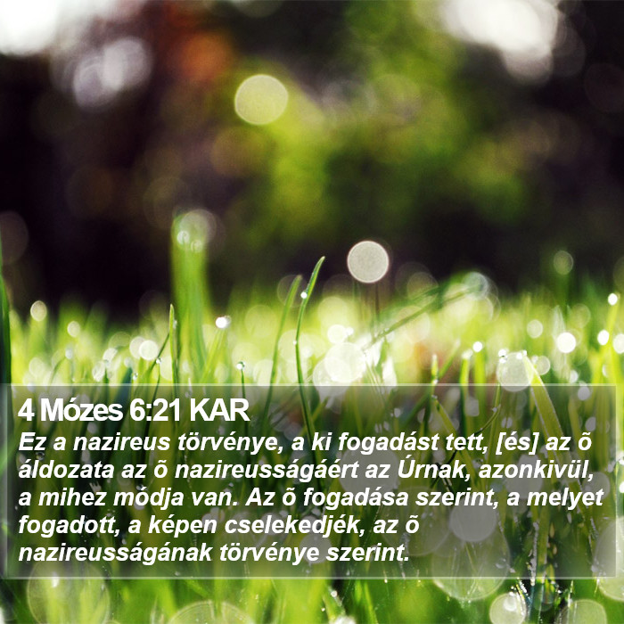 4 Mózes 6:21 KAR Bible Study