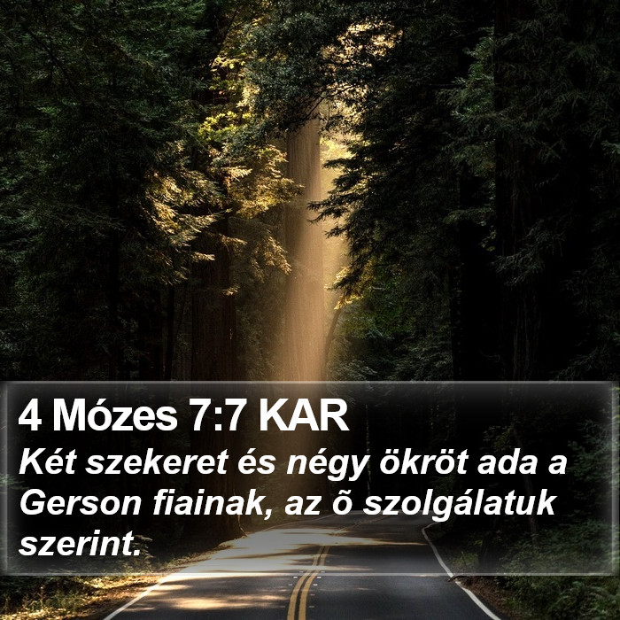 4 Mózes 7:7 KAR Bible Study