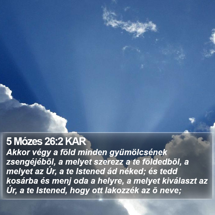 5 Mózes 26:2 KAR Bible Study