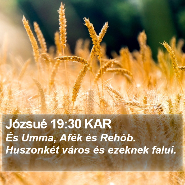 Józsué 19:30 KAR Bible Study