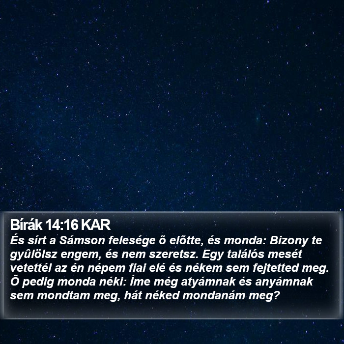 Bírák 14:16 KAR Bible Study