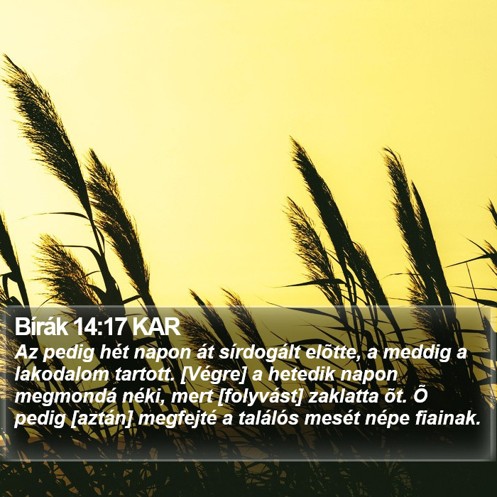 Bírák 14:17 KAR Bible Study