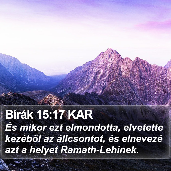 Bírák 15:17 KAR Bible Study