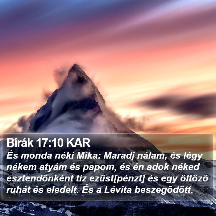 Bírák 17:10 KAR Bible Study