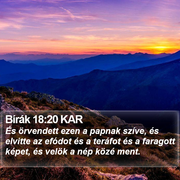 Bírák 18:20 KAR Bible Study