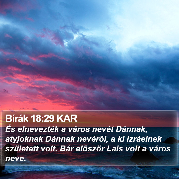 Bírák 18:29 KAR Bible Study