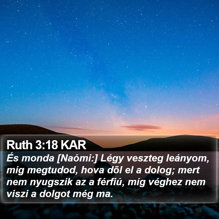 Ruth 3:18 KAR Bible Study