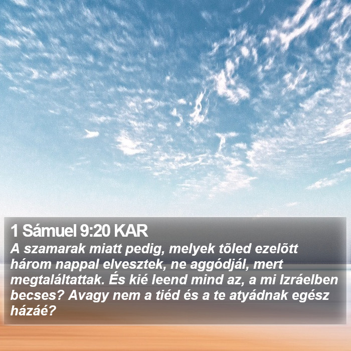 1 Sámuel 9:20 KAR Bible Study