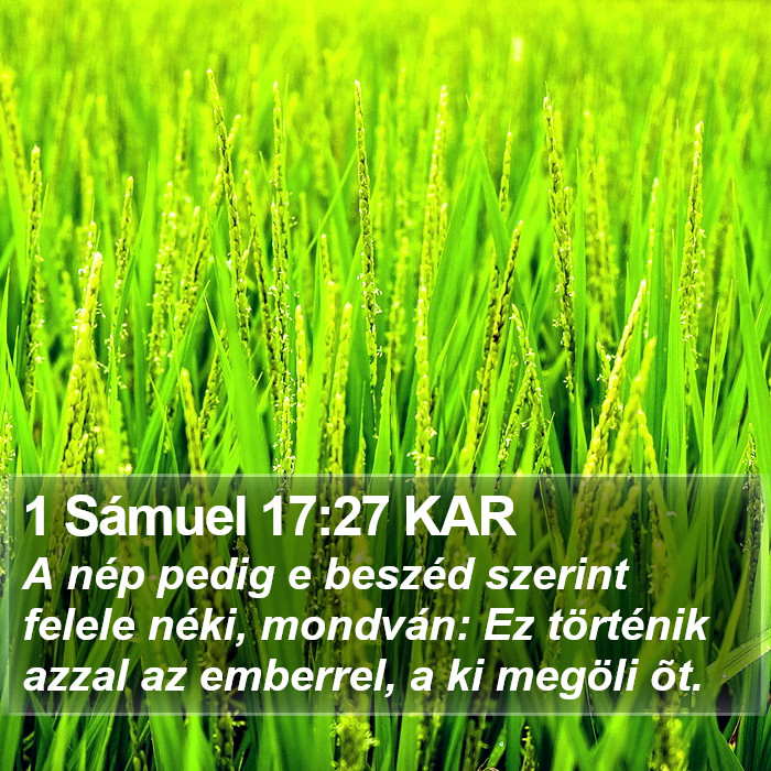 1 Sámuel 17:27 KAR Bible Study