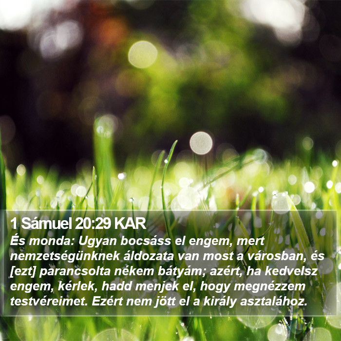 1 Sámuel 20:29 KAR Bible Study