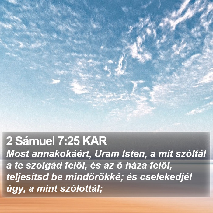 2 Sámuel 7:25 KAR Bible Study