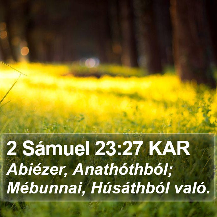 2 Sámuel 23:27 KAR Bible Study