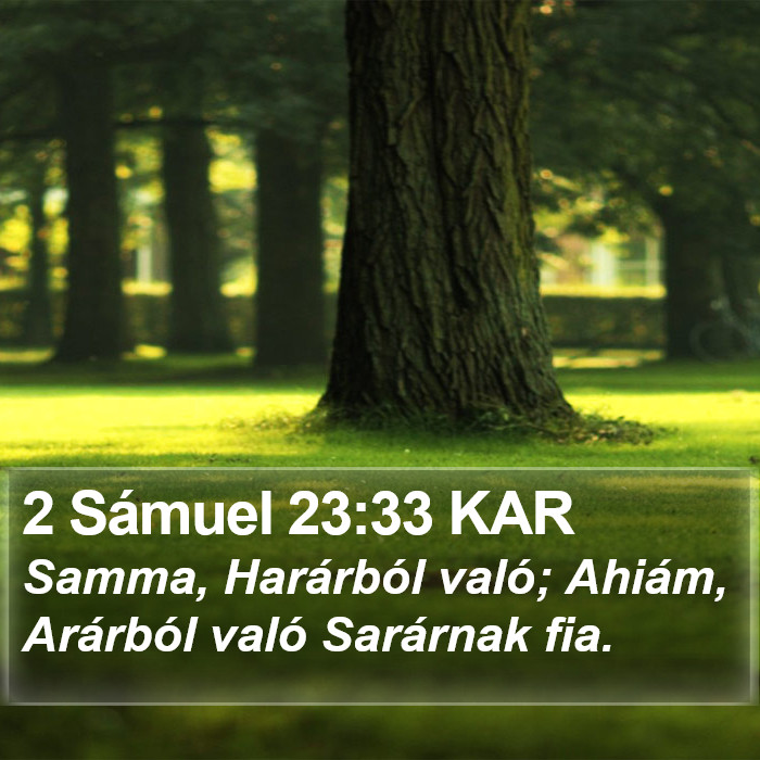 2 Sámuel 23:33 KAR Bible Study