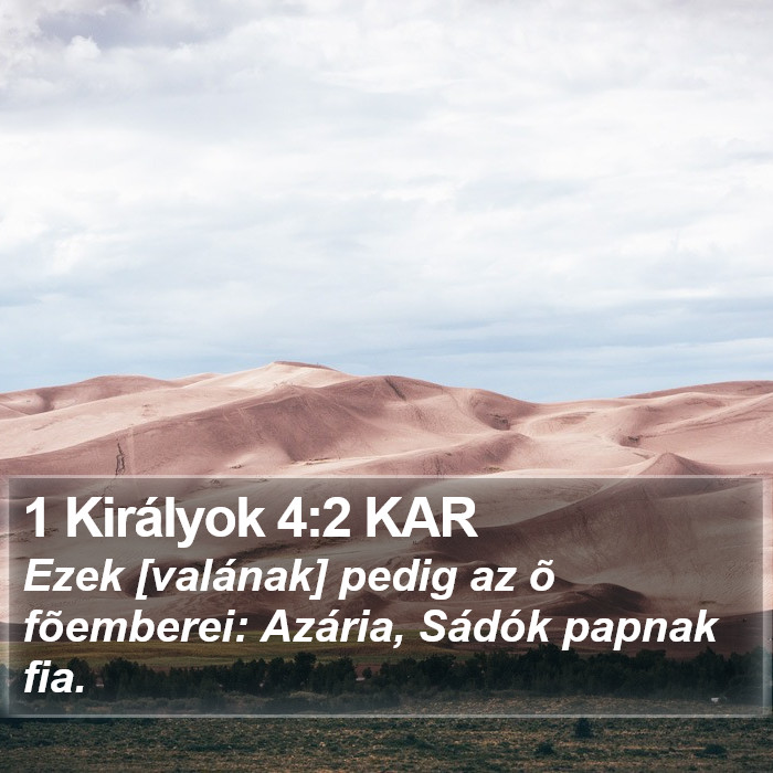 1 Királyok 4:2 KAR Bible Study