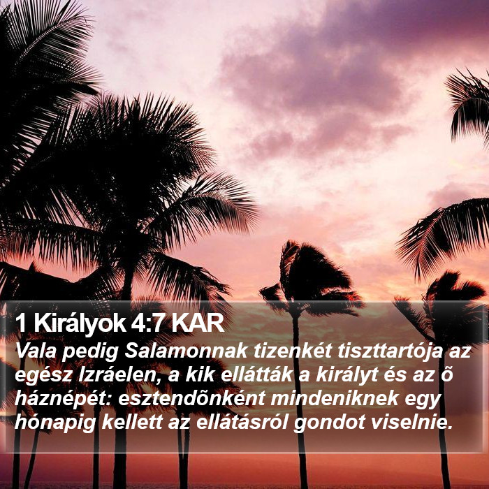 1 Királyok 4:7 KAR Bible Study