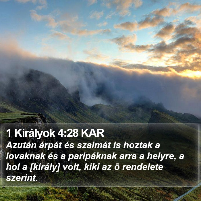 1 Királyok 4:28 KAR Bible Study