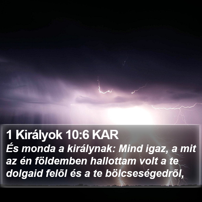 1 Királyok 10:6 KAR Bible Study