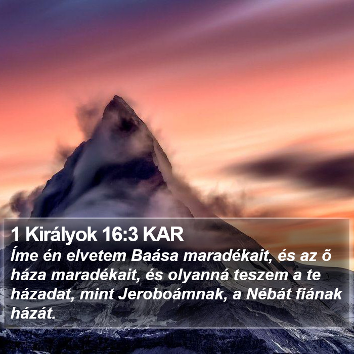 1 Királyok 16:3 KAR Bible Study