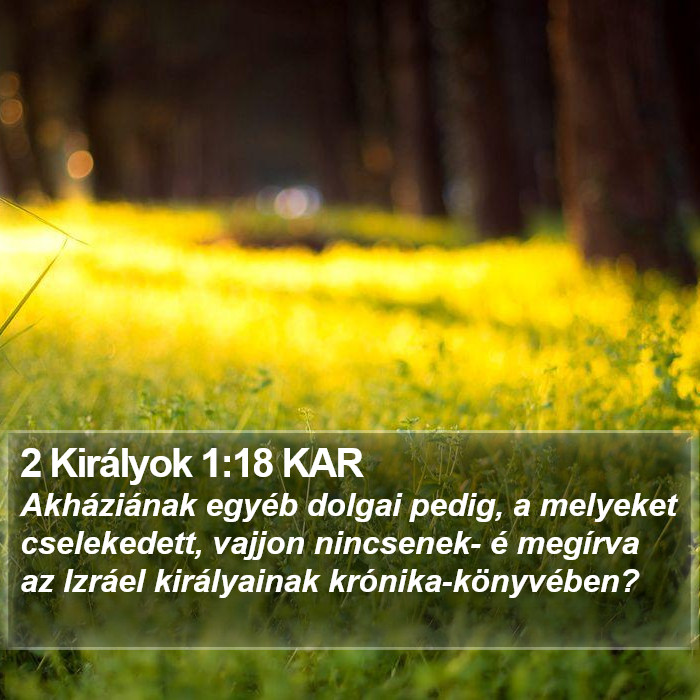 2 Királyok 1:18 KAR Bible Study