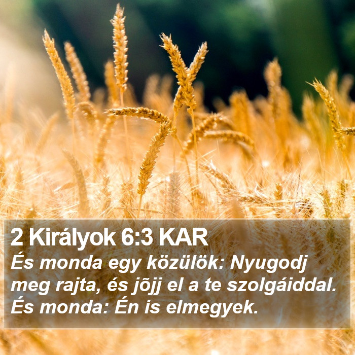 2 Királyok 6:3 KAR Bible Study