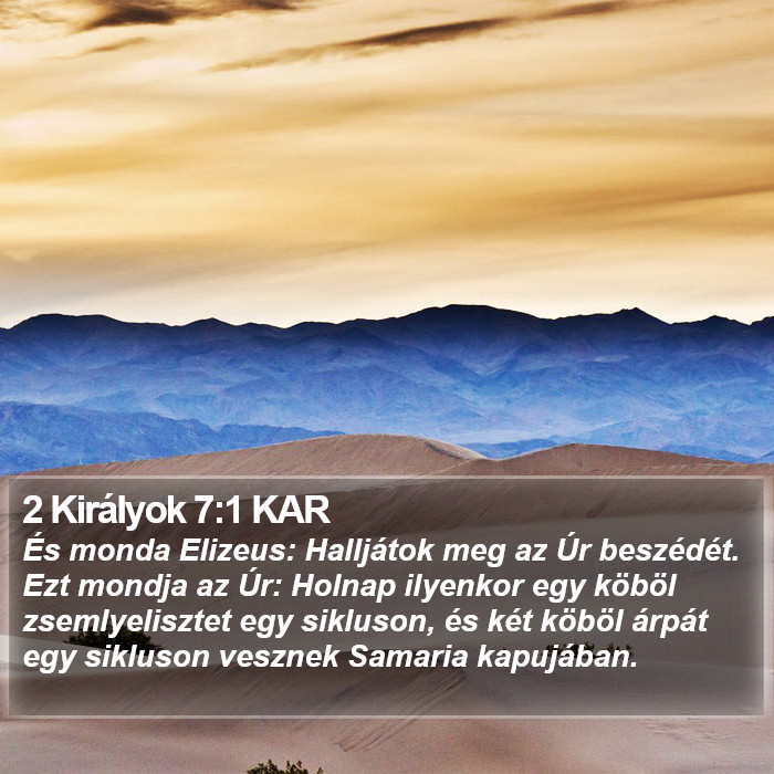 2 Királyok 7:1 KAR Bible Study