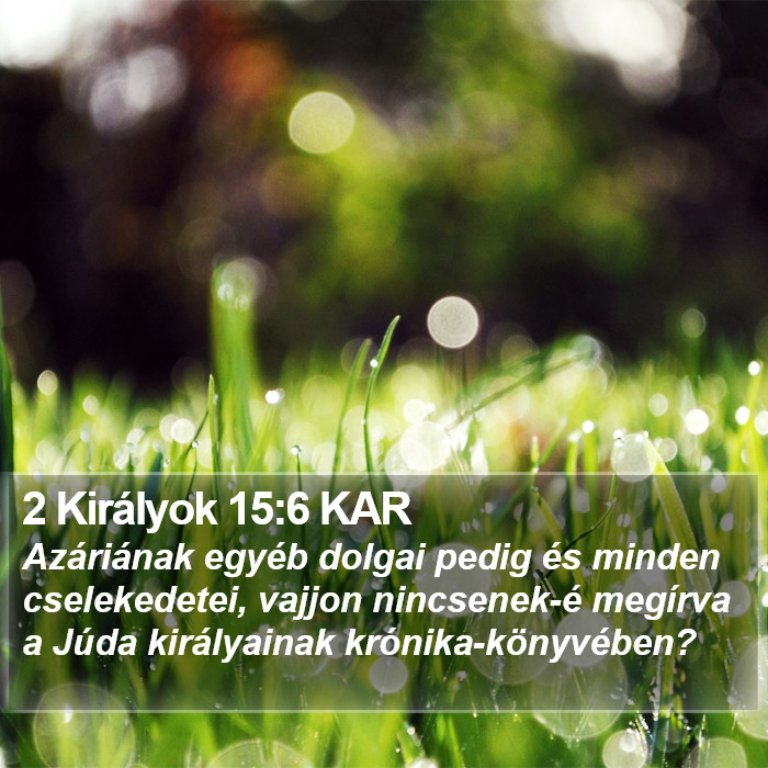 2 Királyok 15:6 KAR Bible Study