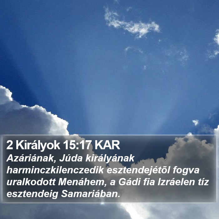 2 Királyok 15:17 KAR Bible Study