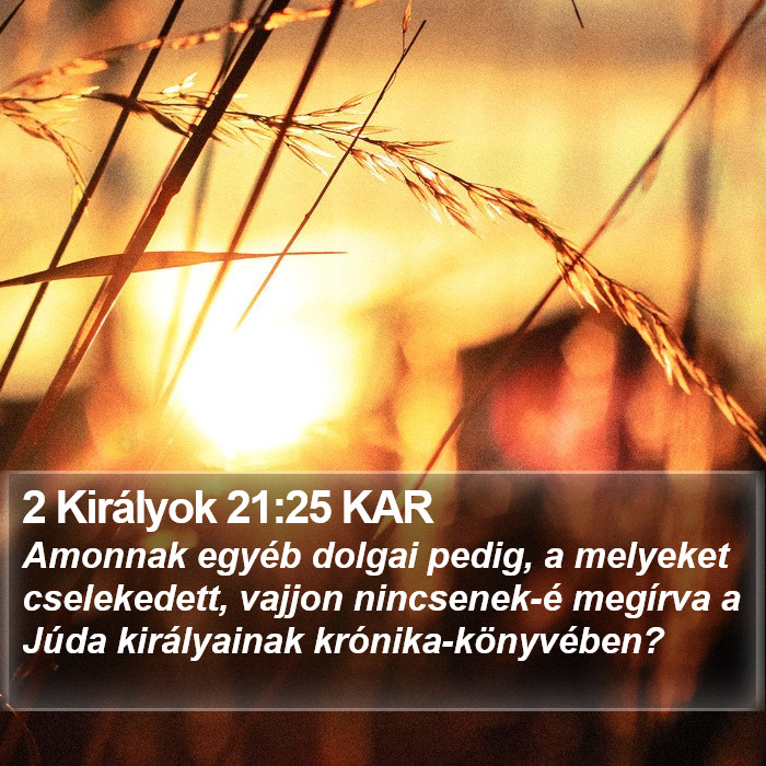 2 Királyok 21:25 KAR Bible Study