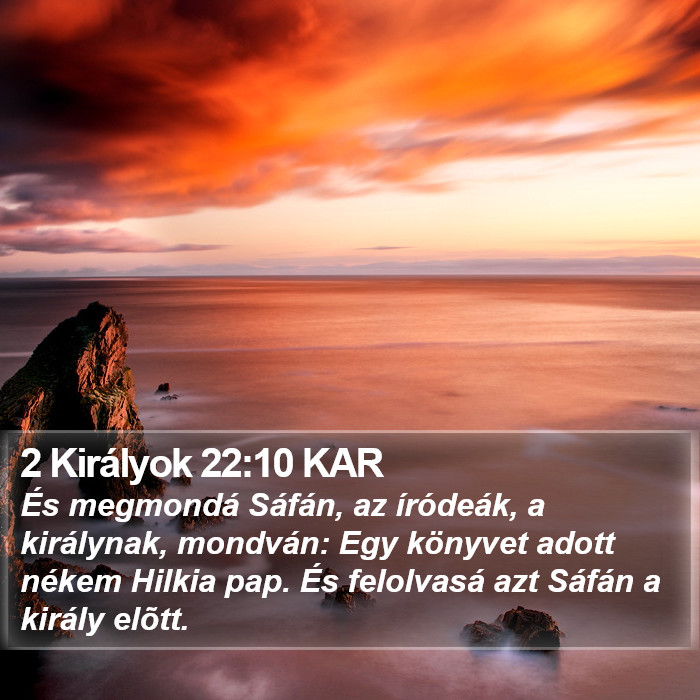 2 Királyok 22:10 KAR Bible Study