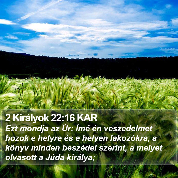 2 Királyok 22:16 KAR Bible Study