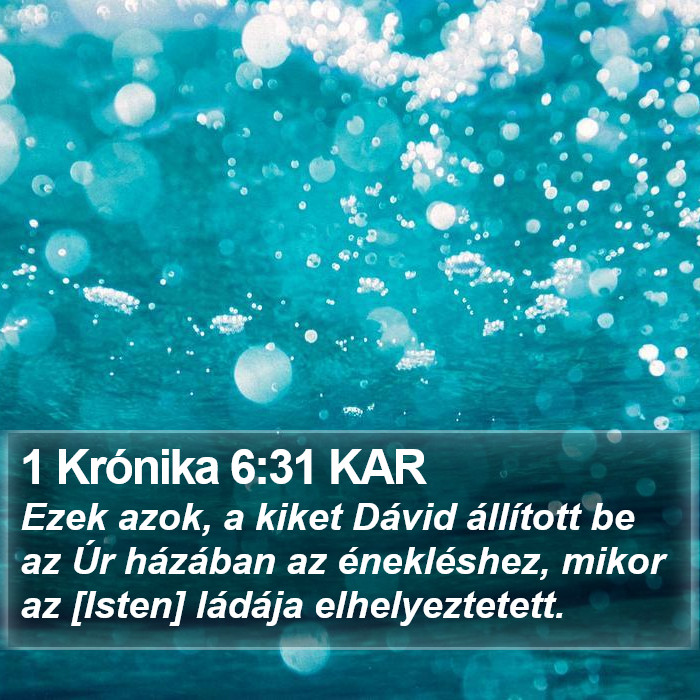 1 Krónika 6:31 KAR Bible Study