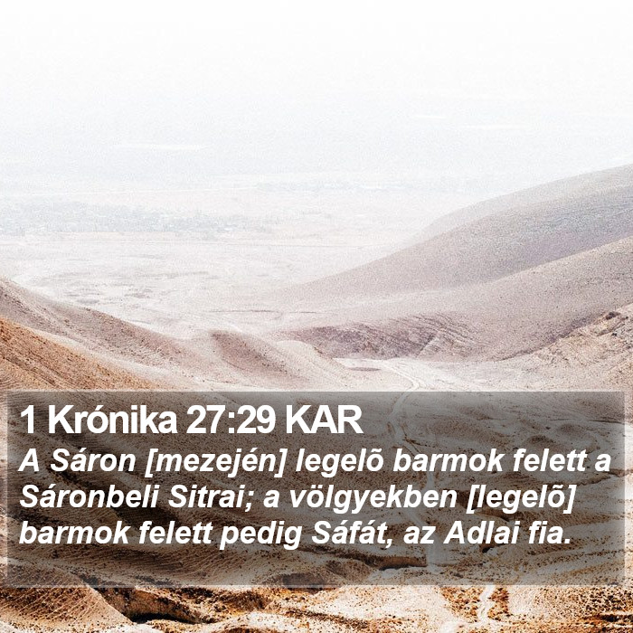 1 Krónika 27:29 KAR Bible Study