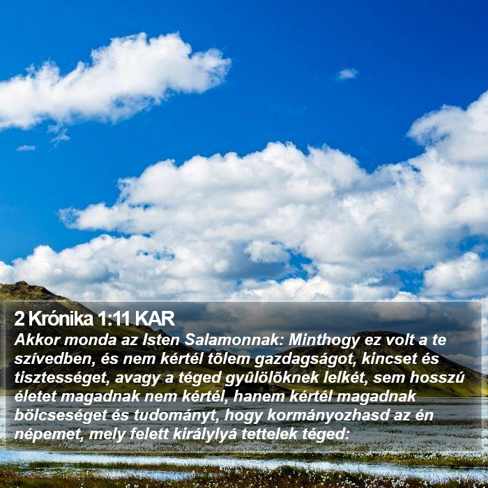 2 Krónika 1:11 KAR Bible Study