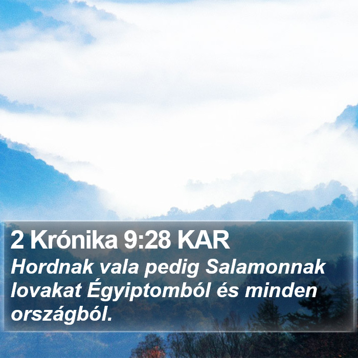 2 Krónika 9:28 KAR Bible Study