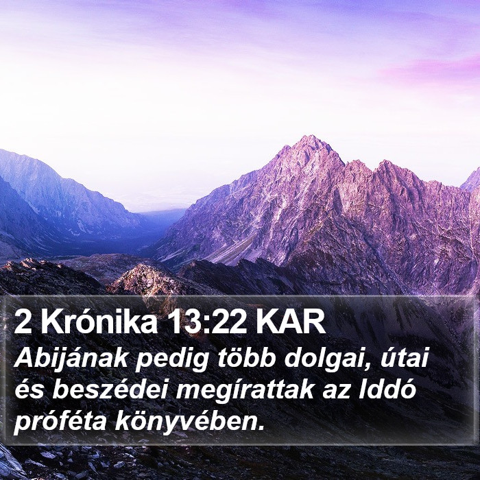 2 Krónika 13:22 KAR Bible Study