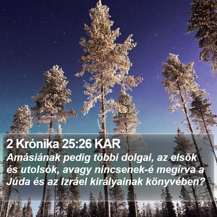 2 Krónika 25:26 KAR Bible Study